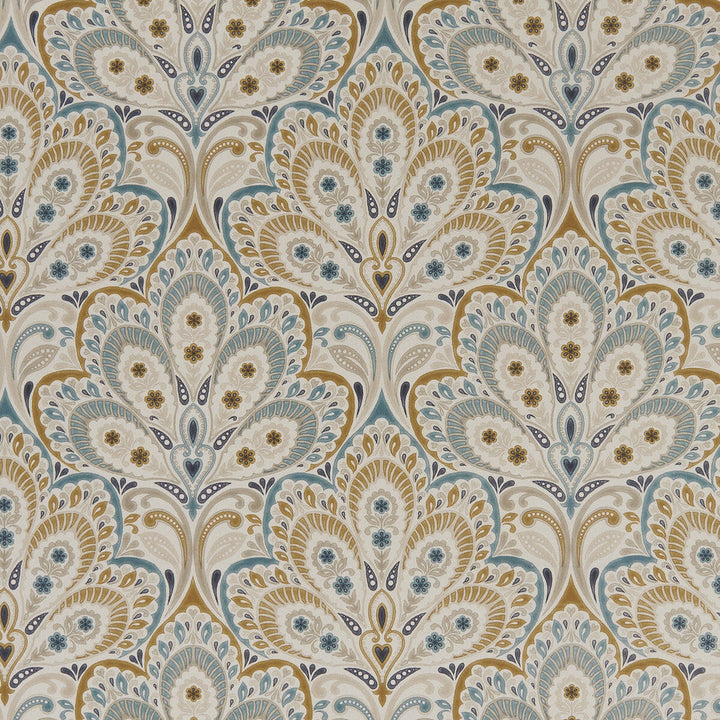 Persia Teal/Spice by Clarke And Clarke Designer Fabric CLARKE & CLARKE EDEN COTTON - 90%;LINEN - 10% Spain MEDIUM Horizontal: 13.375 and Vertical: 13.5 54.375 - Swanky Fabrics -