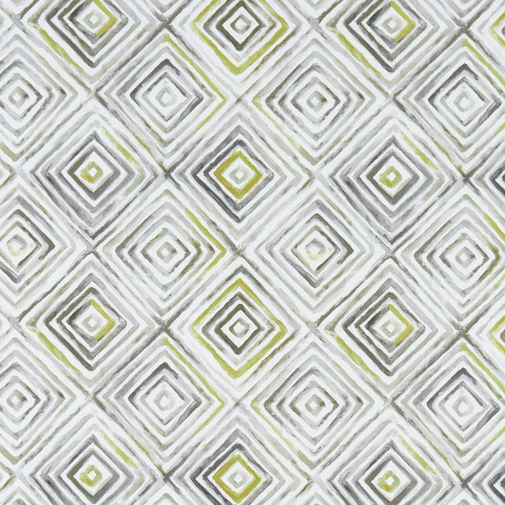 Otis Chartreuse/Charcoal by Clarke And Clarke Designer Fabric CLARKE & CLARKE PALMERO COTTON - 100% Spain MEDIUM Horizontal: 13.625 and Vertical: 13.875 54 - Swanky Fabrics -