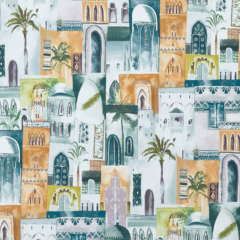 Marrakech Teal/Spice by Clarke And Clarke Designer Fabric CLARKE & CLARKE PRINCE OF PERSIA COTTON - 100% India HEAVY Horizontal: 26.7575 and Vertical: 24.813 53.625 - Swanky Fabrics -
