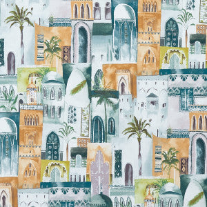 Clarke And Clarke Fabric Marrakech Teal/Spice