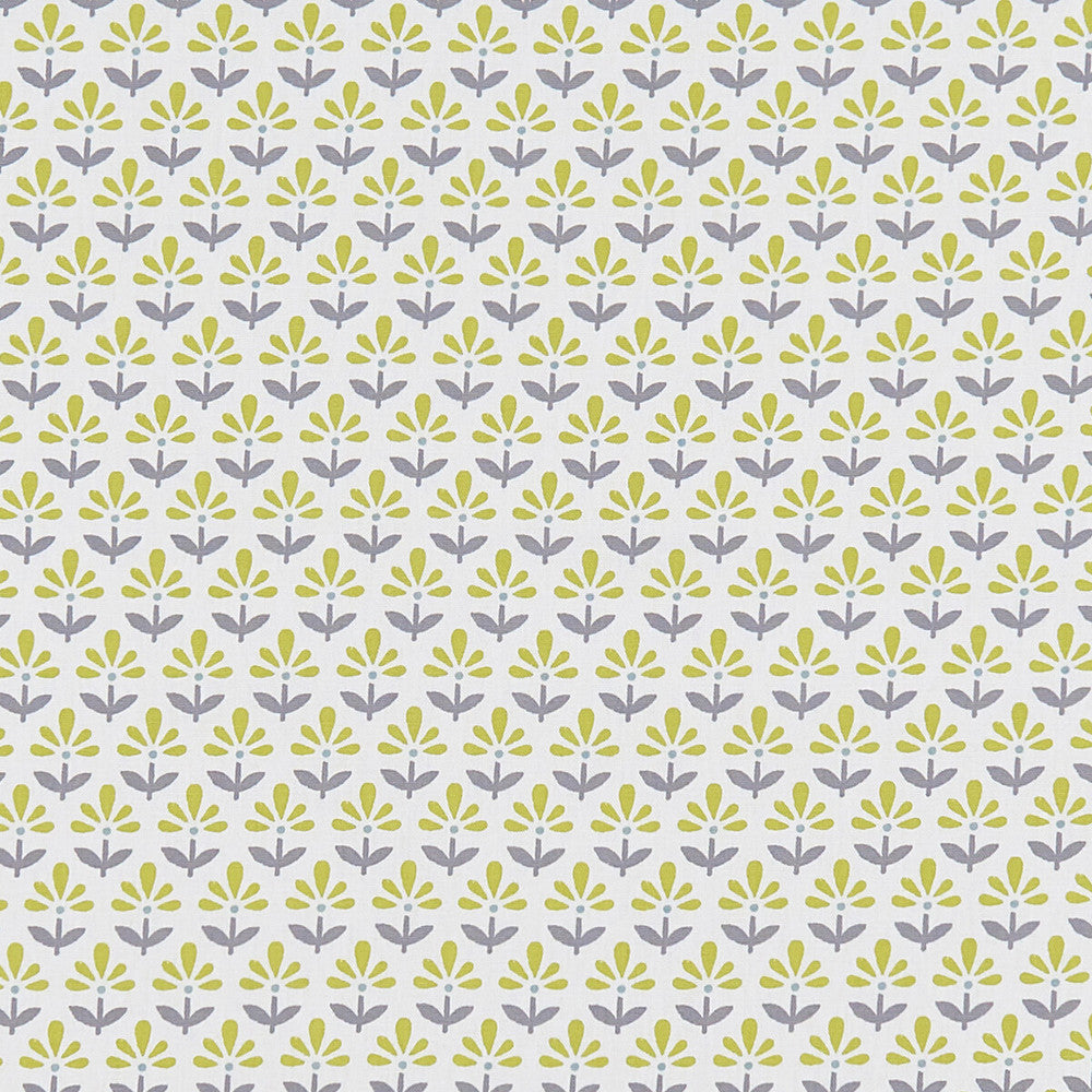 Fleur Chartreuse/Charcoal by Clarke And Clarke Designer Fabric CLARKE & CLARKE CO-ORDINATES COTTON - 100% Turkey MEDIUM Horizontal: 1.375 and Vertical: 2.5 54 - Swanky Fabrics -
