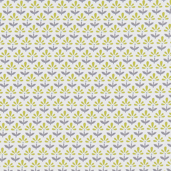 Fleur Chartreuse/Charcoal by Clarke And Clarke Designer Fabric CLARKE & CLARKE CO-ORDINATES COTTON - 100% Turkey MEDIUM Horizontal: 1.375 and Vertical: 2.5 54 - Swanky Fabrics -