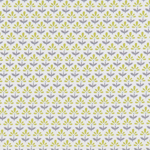 Clarke And Clarke Fabric Fleur Chartreuse/Charcoal