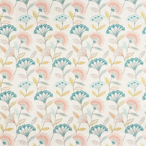 Clarke And Clarke Fabric Bohemia Coral/Teal