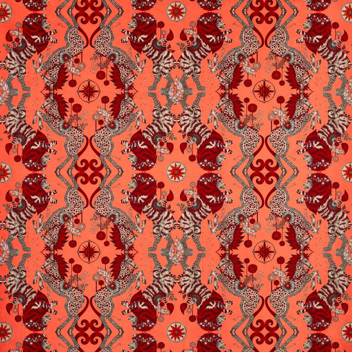 Caspian Velvet Coral by Clarke And Clarke Fabric Clarke And Clarke Fabric Caspian Velvet CoralFabric WILDERIE BY EMMA J SHIPLEY FOR C&C POLYESTER - 100% Spain </p><p>Repeat: H: 27, V: 25.12 55 - Fabric Carolina -