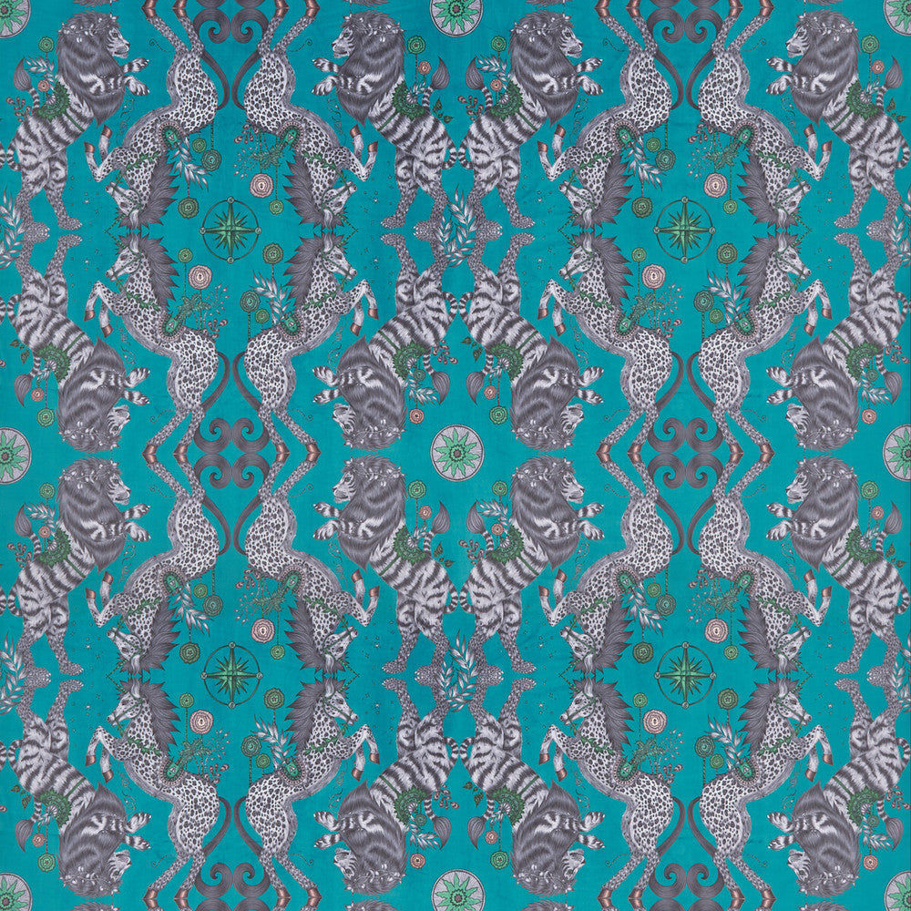 Caspian Velvet Teal by Clarke And Clarke Fabric Clarke And Clarke Fabric Caspian Velvet TealFabric WILDERIE BY EMMA J SHIPLEY FOR C&C POLYESTER - 100% Spain </p><p>Repeat: H: 27, V: 25.12 55 - Fabric Carolina -