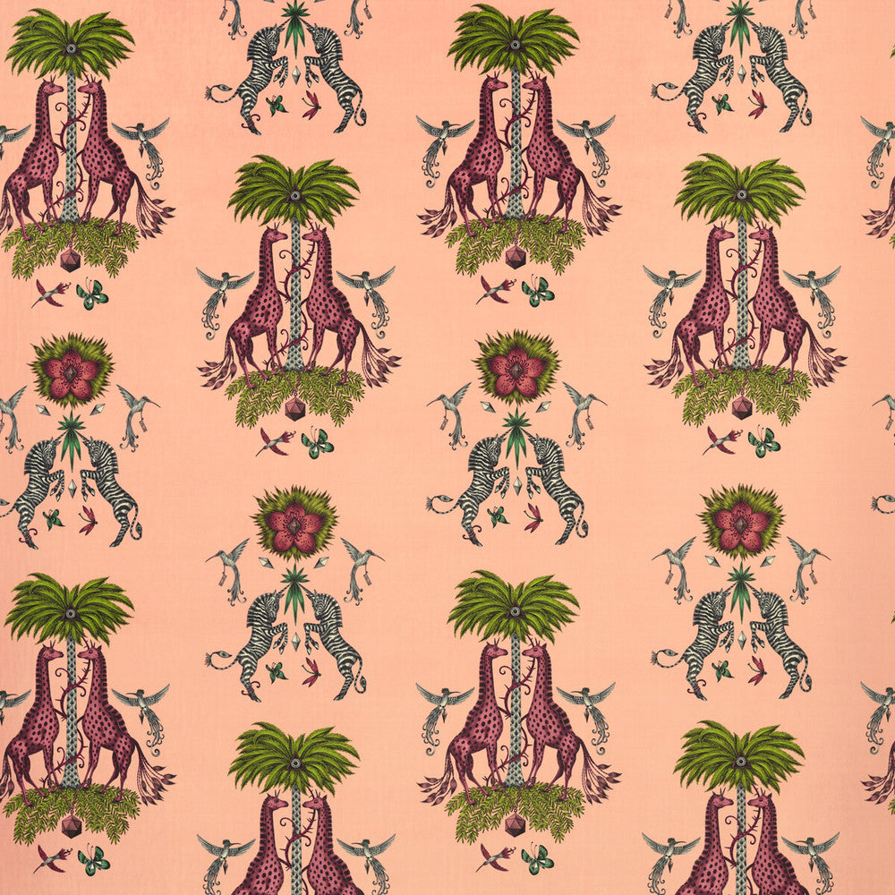 Creatura Velvet Pink by Clarke And Clarke Designer Fabric WILDERIE BY EMMA J SHIPLEY FOR C&C POLYESTER - 100% Spain HEAVY Horizontal: 27 and Vertical: 34.34 55 - Swanky Fabrics -