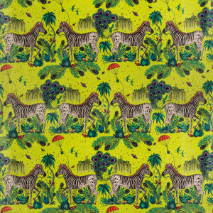 Clarke And Clarke Fabric Lost World Velvet Lime
