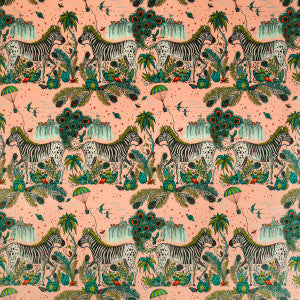 Clarke And Clarke Fabric Lost World Velvet Pink