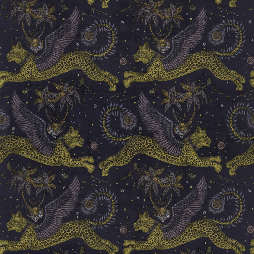 Lynx Velvet Charcoal by Clarke And Clarke Designer Fabric WILDERIE BY EMMA J SHIPLEY FOR C&C POLYESTER - 100% Spain HEAVY Horizontal: 27 and Vertical: 34.1 55 - Swanky Fabrics -