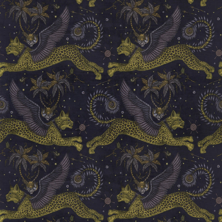 Lynx Velvet Charcoal by Clarke And Clarke Designer Fabric WILDERIE BY EMMA J SHIPLEY FOR C&C POLYESTER - 100% Spain HEAVY Horizontal: 27 and Vertical: 34.1 55 - Swanky Fabrics -
