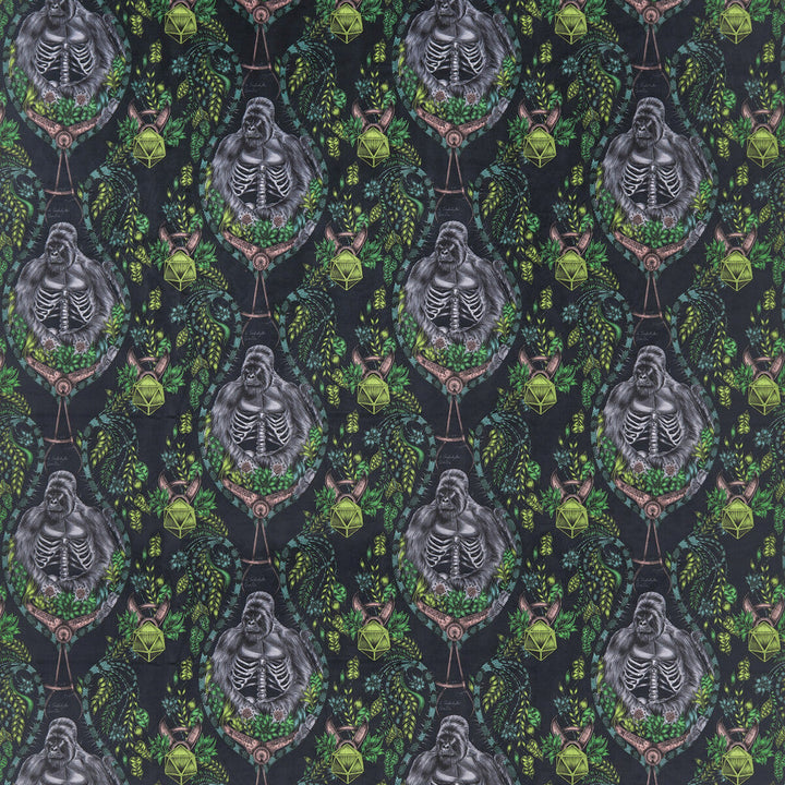 Silverback Velvt Charcoal by Clarke And Clarke Designer Fabric WILDERIE BY EMMA J SHIPLEY FOR C&C POLYESTER - 100% Spain HEAVY Horizontal: 27 and Vertical: 32.41 55 - Swanky Fabrics -