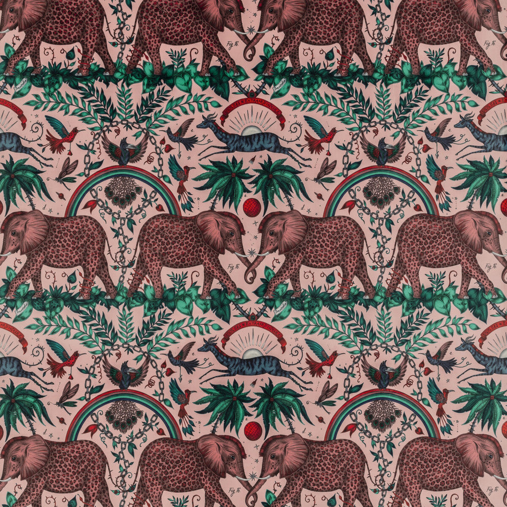 Zambezi Velvet Pink by Clarke And Clarke Designer Fabric WILDERIE BY EMMA J SHIPLEY FOR C&C POLYESTER - 100% Spain HEAVY Horizontal: 27 and Vertical: 21.62 55 - Swanky Fabrics -