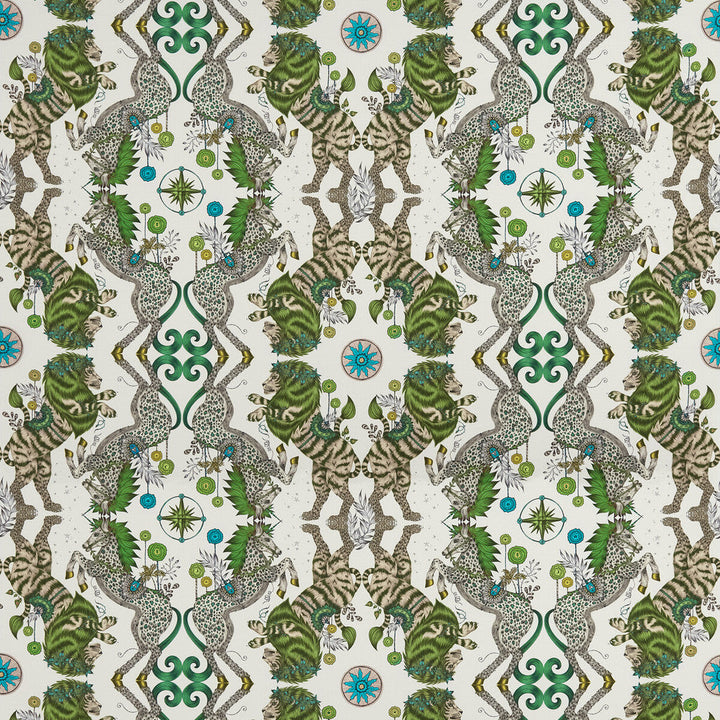 Caspian Satin Lime by Clarke And Clarke Designer Fabric WILDERIE BY EMMA J SHIPLEY FOR C&C COTTON - 100% United Kingdom HEAVY Horizontal: 27 and Vertical: 24.61 54 - Swanky Fabrics -