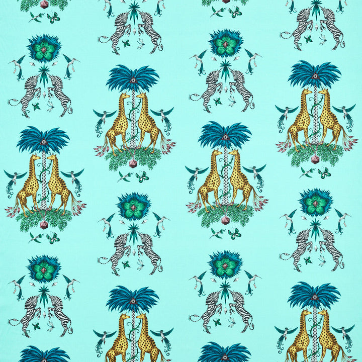 Creatura Satin Turquoise by Clarke And Clarke Fabric Clarke And Clarke Fabric Creatura Satin TurquoiseFabric WILDERIE BY EMMA J SHIPLEY FOR C&C COTTON - 100% United Kingdom </p><p>Repeat: H: 27, V: 33.67 54 - Fabric Carolina -