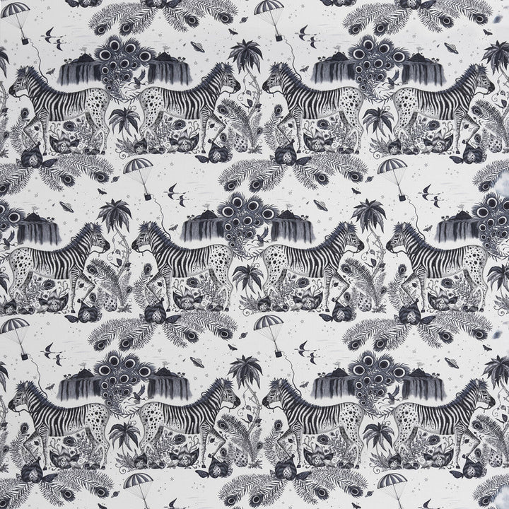 Lost World Satin Blue by Clarke And Clarke Designer Fabric WILDERIE BY EMMA J SHIPLEY FOR C&C COTTON - 100% United Kingdom HEAVY Horizontal: 27 and Vertical: 34.65 54 - Swanky Fabrics -