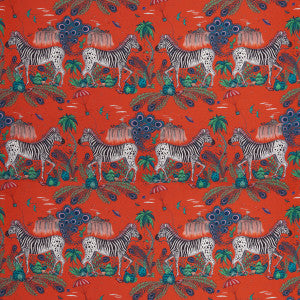 Clarke And Clarke Fabric Lost World Satin Red