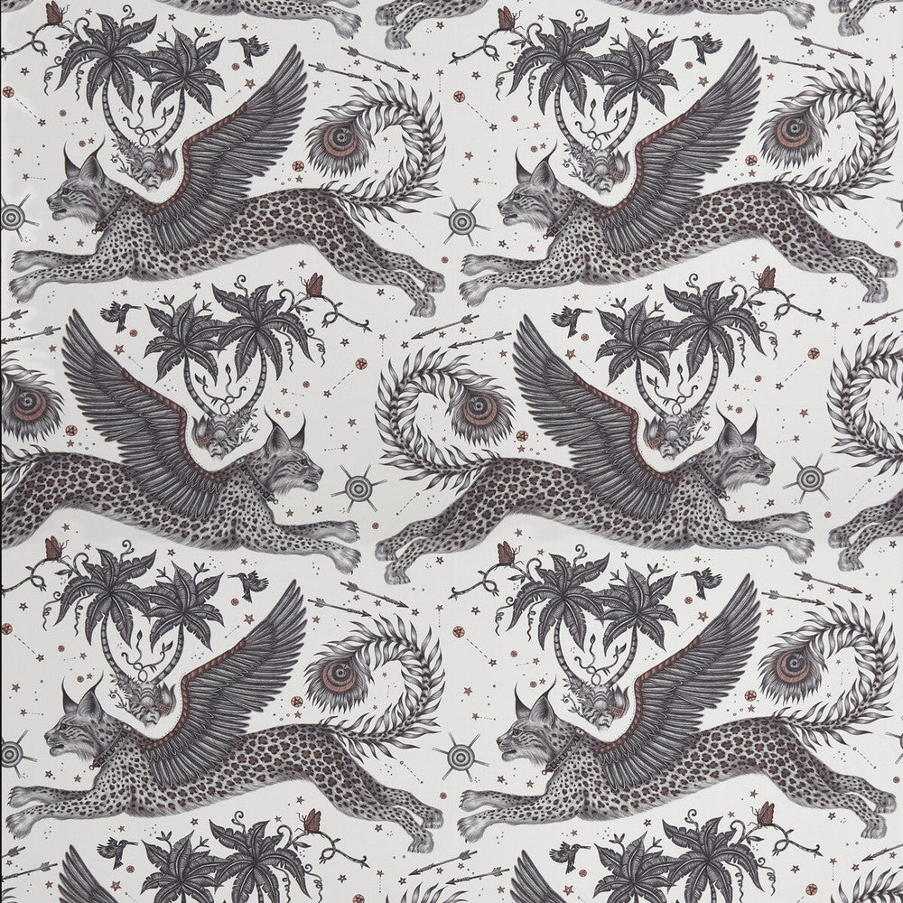 Lynx Satin Nude by Clarke And Clarke Designer Fabric WILDERIE BY EMMA J SHIPLEY FOR C&C COTTON - 100% United Kingdom HEAVY Horizontal: 27 and Vertical: 33.43 54 - Swanky Fabrics -