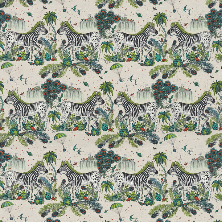 Lost World Linen Green by Clarke And Clarke Designer Fabric WILDERIE BY EMMA J SHIPLEY FOR C&C COTTON - 60%;LINEN - 40% Spain HEAVY Horizontal: 27 and Vertical: 35.36 54 - Swanky Fabrics -