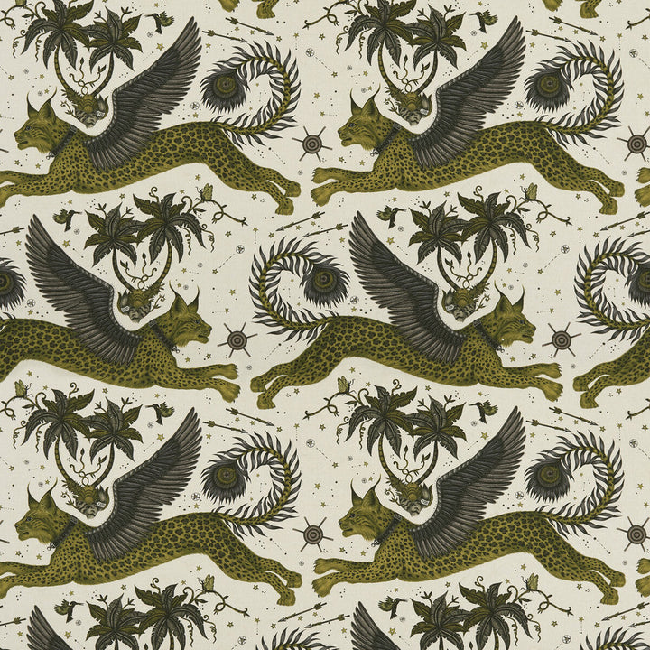 Lynx Linen Gold by Clarke And Clarke Designer Fabric WILDERIE BY EMMA J SHIPLEY FOR C&C COTTON - 60%;LINEN - 40% Spain HEAVY Horizontal: 27 and Vertical: 34.1 54 - Swanky Fabrics -