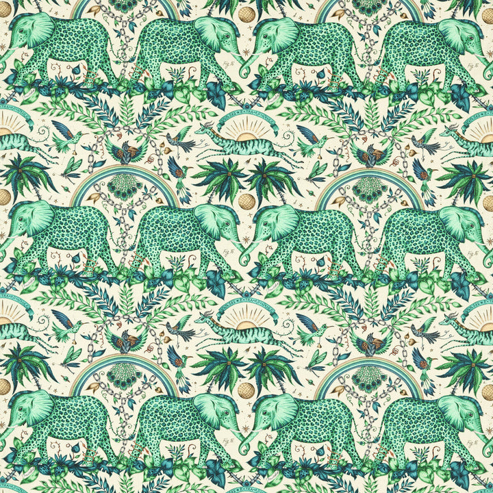Zambezi Linen Green by Clarke And Clarke Designer Fabric WILDERIE BY EMMA J SHIPLEY FOR C&C COTTON - 60%;LINEN - 40% Spain HEAVY Horizontal: 27 and Vertical: 21.62 54 - Swanky Fabrics -