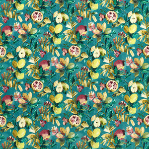Clarke And Clarke Fabric Fruta Teal Velvet