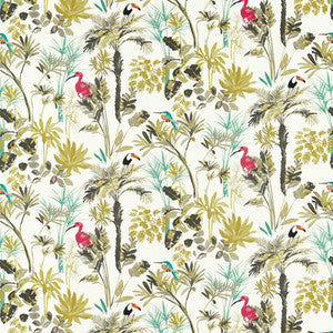 Clarke And Clarke Fabric Palm Charcoal/Citron