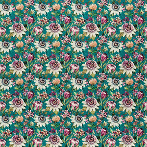 Clarke And Clarke Fabric Paradise Teal Velvet