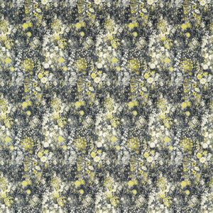 Clarke And Clarke Fabric Rosedene Charcoal/Chartreuse