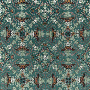Clarke And Clarke Fabric Emerald Forest Teal Jacquard