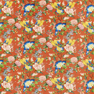 Clarke And Clarke Fabric Golden Parrot Coral Velvet