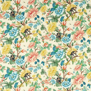 Clarke And Clarke Fabric Sapphire Garden Ivory