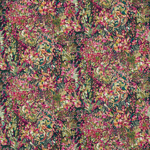 Clarke And Clarke Fabric Aubrey Velvet Forest/Raspberry F1646/01.CAC.0