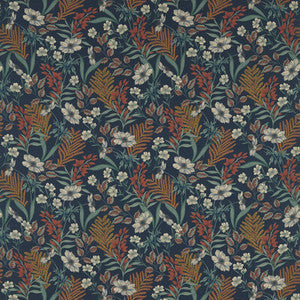 Clarke And Clarke Fabric Hazelbury Linen Midnight/Spice F1648/03.CAC.0