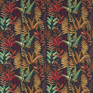 Clarke And Clarke Fabric Bracken Russet Aqua Emb F1654/03.CAC.0