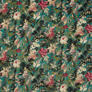 Clarke And Clarke Fabric Lilum Peacock Velvet F1656/01.CAC.0