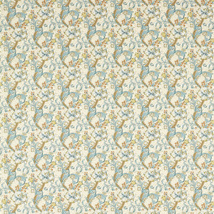 Clarke And Clarke Fabric Golden Lily Linen/Teal F1677/04.CAC.0