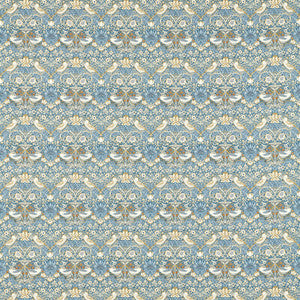 Clarke And Clarke Fabric Strawberry Thief Denim F1678/06.CAC.0
