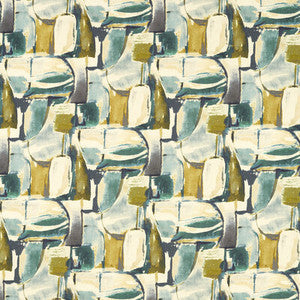 Clarke And Clarke Fabric Figura Teal/Mineral F1694/05.CAC.0