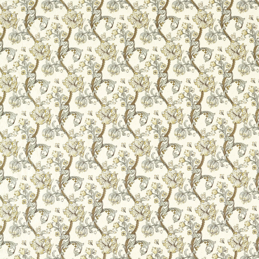 Clarke & Clarke Fabric Golden Lily Embroidery - Dove