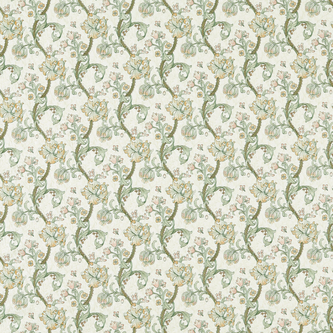Clarke & Clarke Fabric Golden Lily Embroidery - Linen/Blush