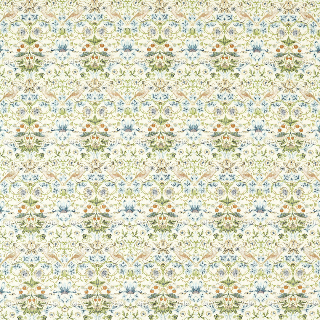Clarke & Clarke Fabric Strawberry Thief Embroidery - Apple/Blue