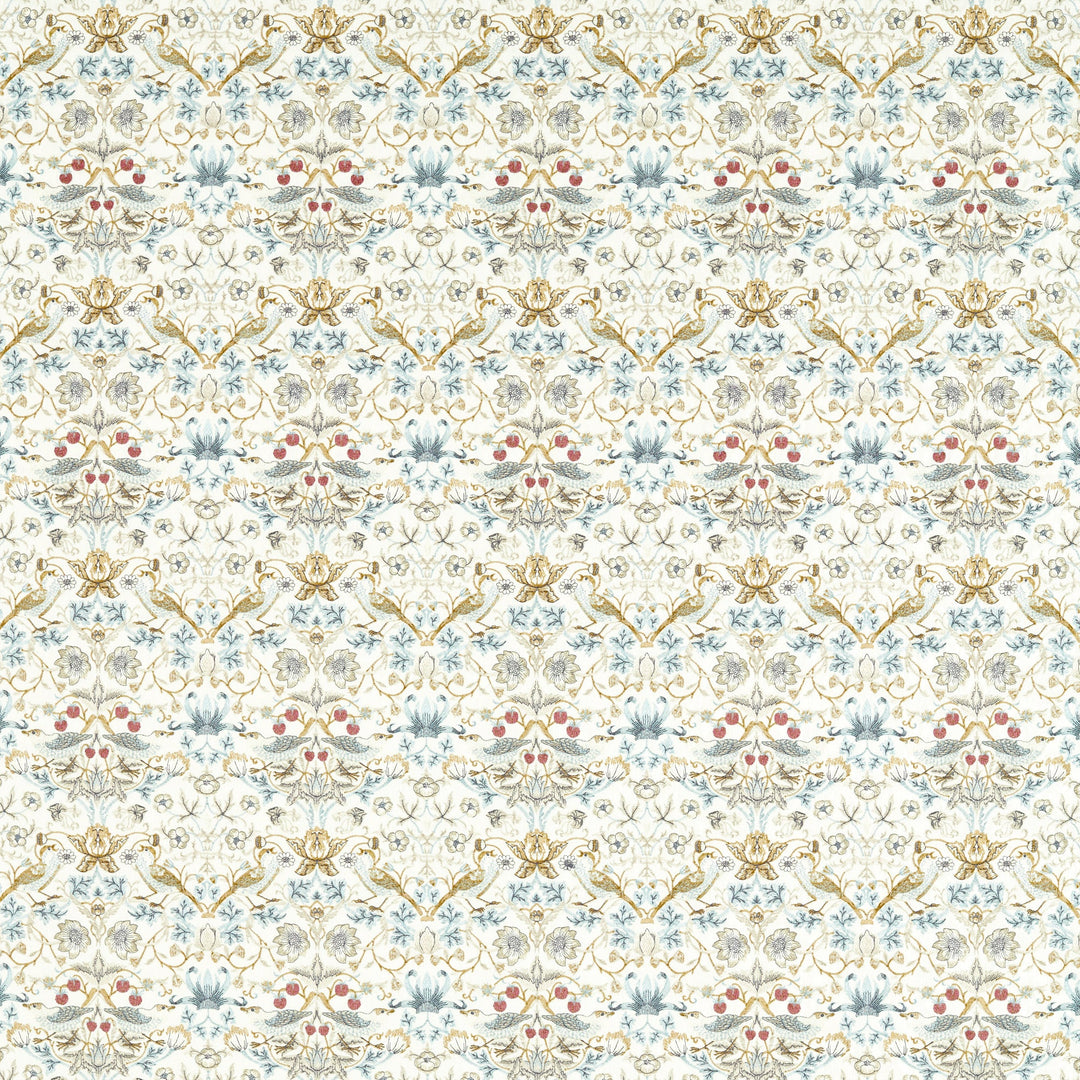 Clarke & Clarke Fabric Strawberry Thief Embroidery - Denim