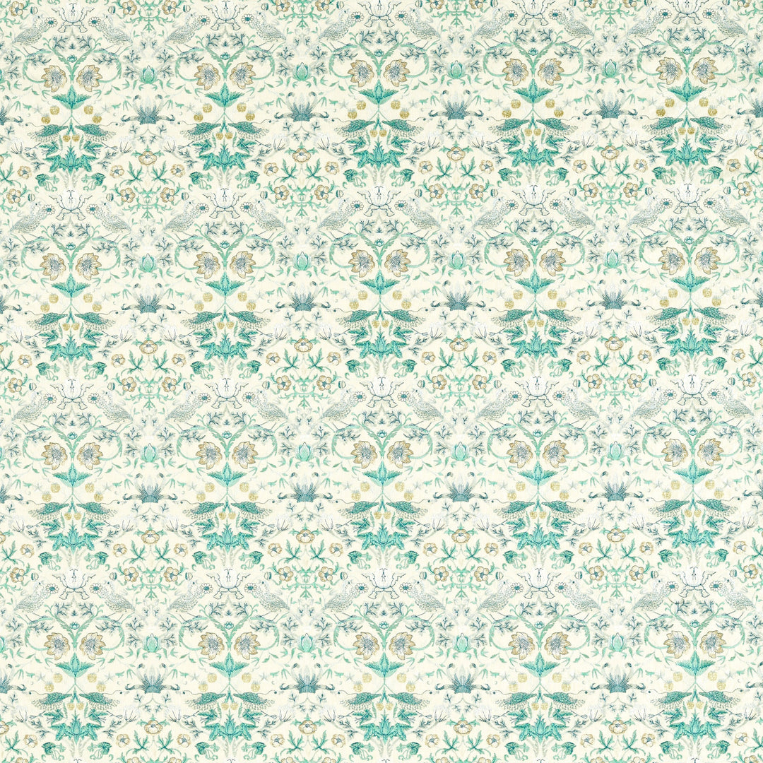 Clarke & Clarke Fabric Strawberry Thief Embroidery - Teal