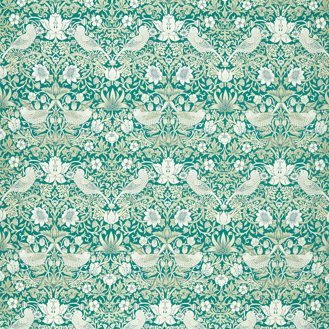 Clarke & Clarke Fabric Strawberry Thief Jacquard - Teal