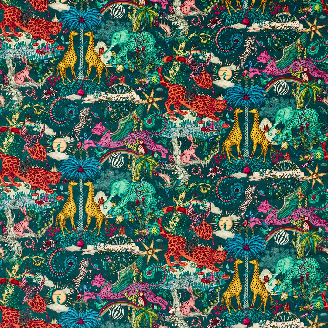 Clarke & Clarke Fabric Paradise Lost Velvet - Teal
