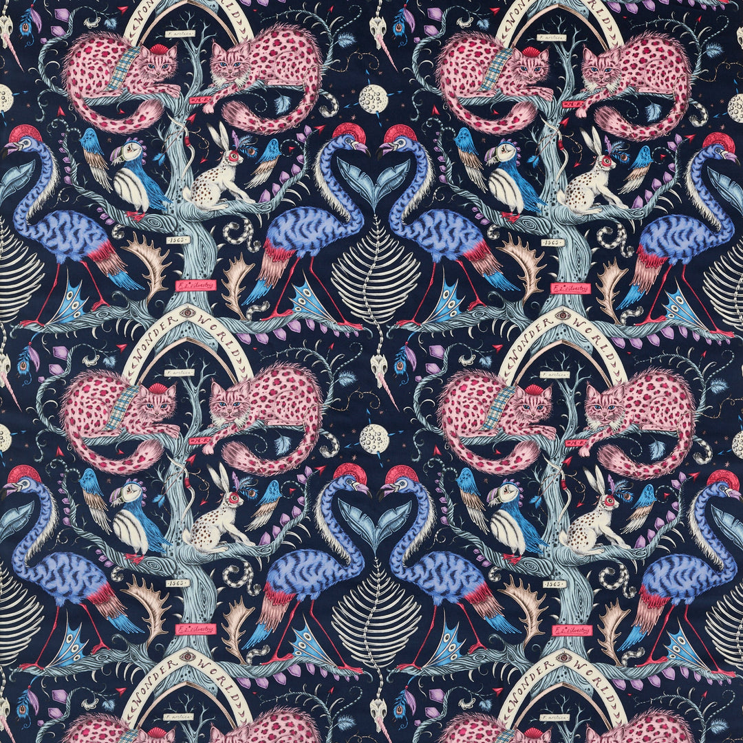 Clarke & Clarke Fabric Wonder World Velvet - Berry