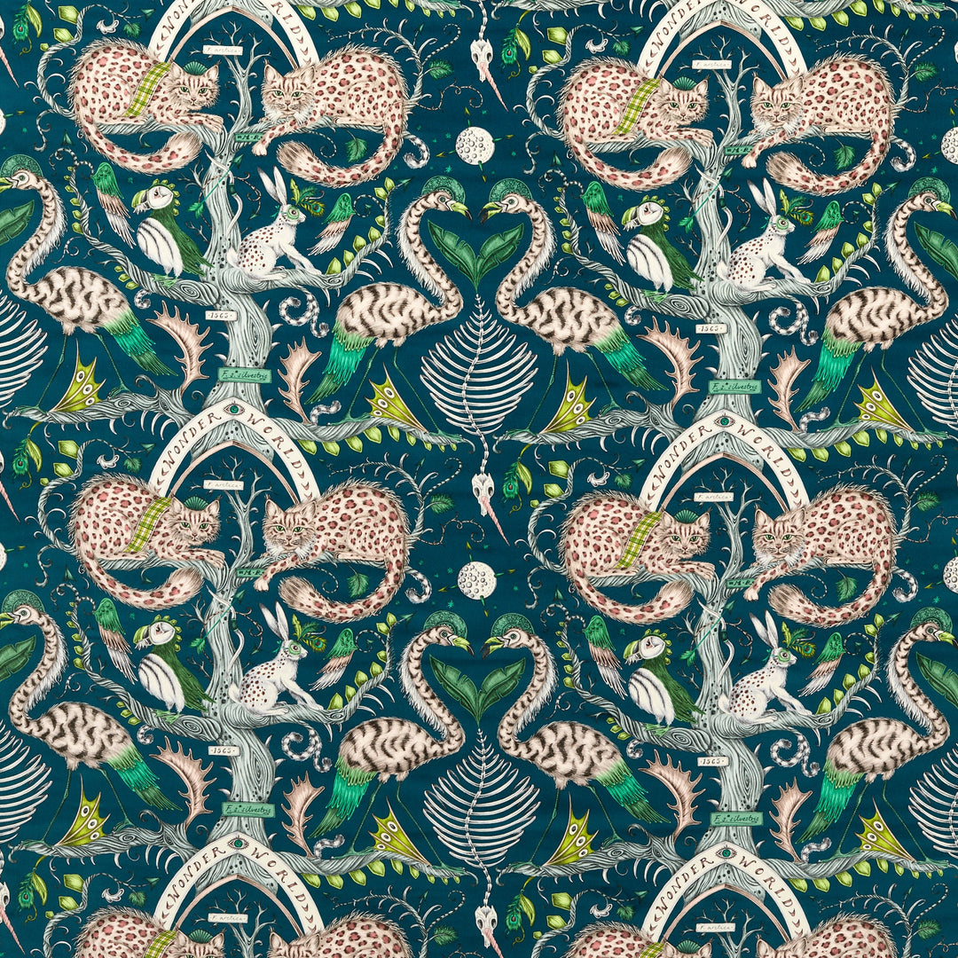 Clarke & Clarke Fabric Wonder World Velvet - Teal