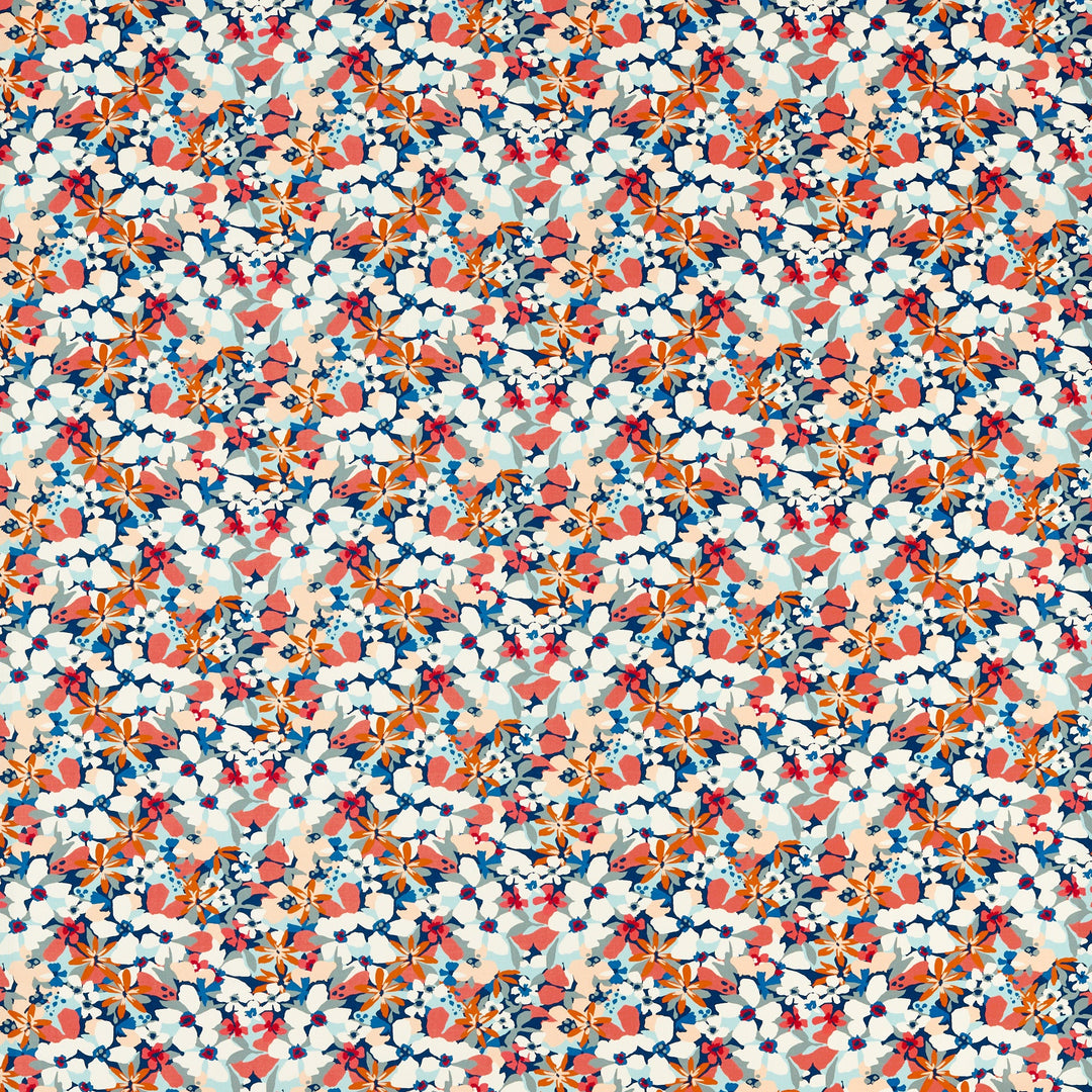 Clarke & Clarke Fabric Clementine Midnight Spice - Dark Blue, Orange, Multi