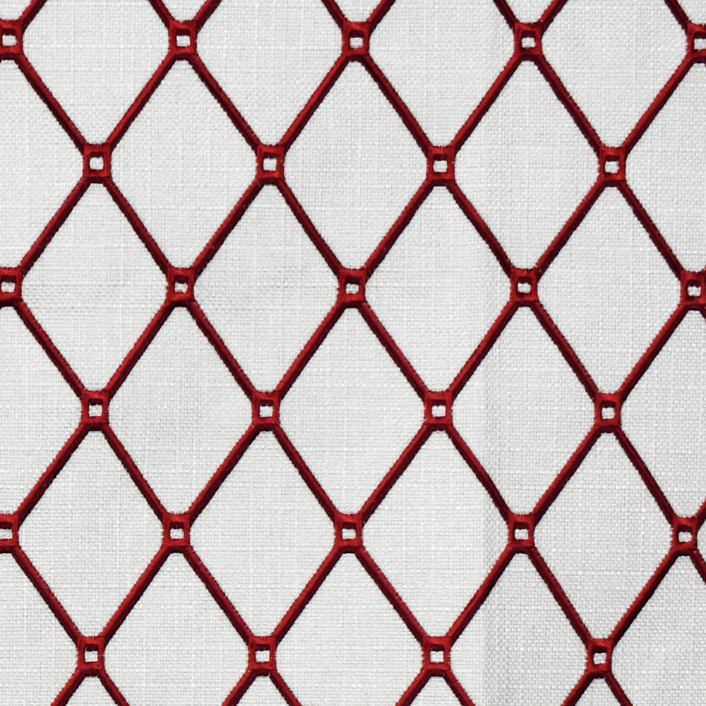 F2320 Carmine by Greenhouse Designer Fabric 88% Polyester, 12% Acrylic With 100% Acrylic Embroidery China 9,000 </p><p>Repeat: 2.7" H, 3.9" V 58" - Swanky Fabrics -